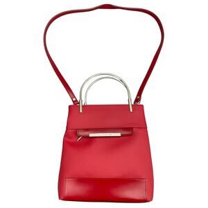 Esprit 1968 Vintage 90s Red Silver Top Handle Crossbody Bag Purse